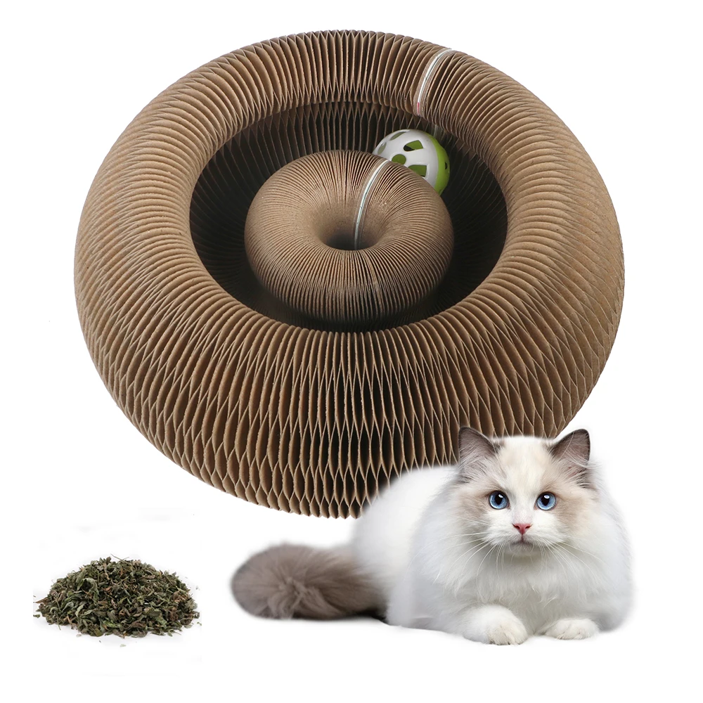 

Magic Toy with Ball Cat Scratch Organ Board Kitten Climbing Frame Grinding Claw Round Corrugated Cat Scratching Toy