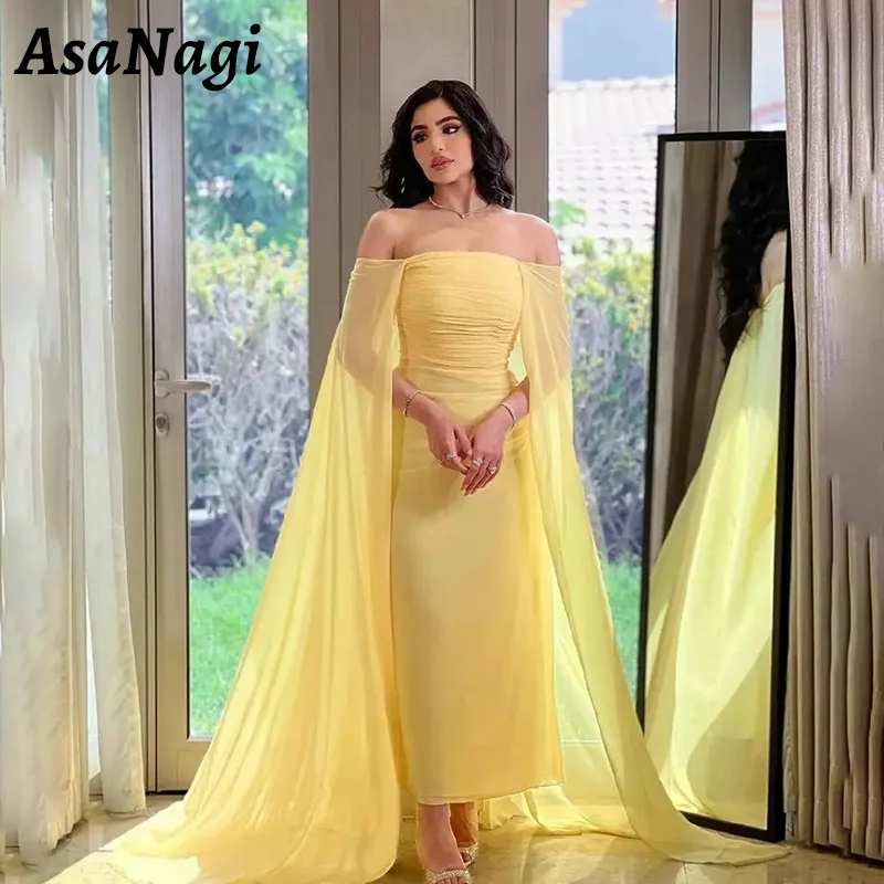 AsaNagi Chiffon Off Shoulder Prom Dress Women's Long Sleeve Pleated Yellow Evening Gown Ankle Length Special Occasion Dresses
AsaNagi Chiffon Off Shoulder Prom Dress Women's Long Sleeve Pleated Yellow Evening Gown Ankle Length Special Occasion Dresses
