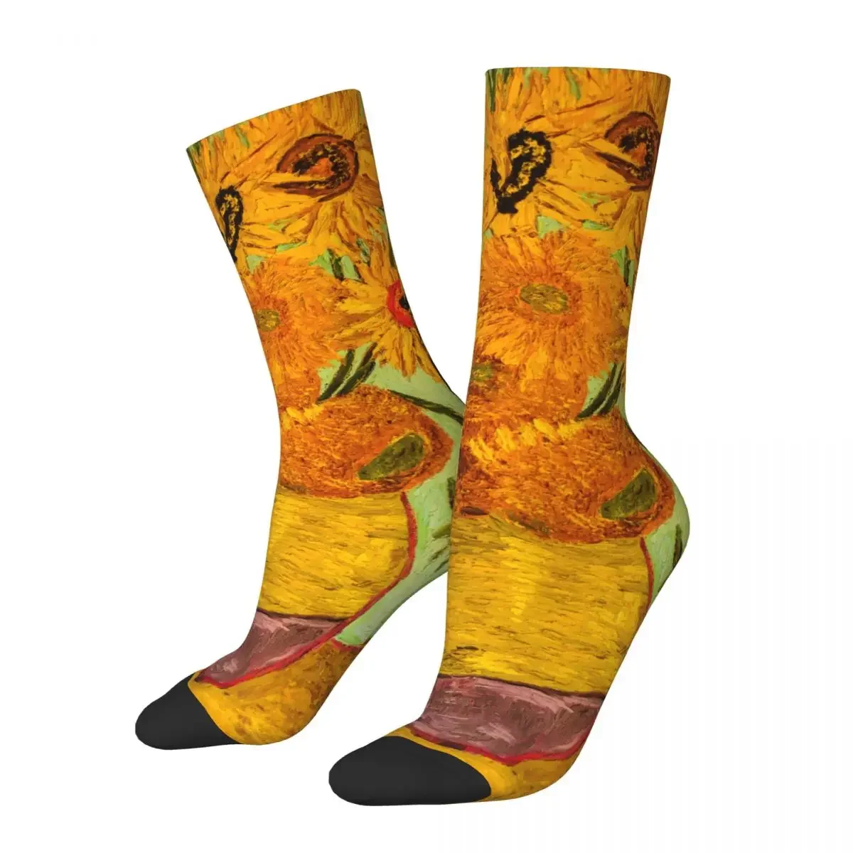 

Autumn Winter Harajuku Unisex Post-Impressionism Vincent Van Gogh Sunflowers Socks Breathable Middle Tube Socks