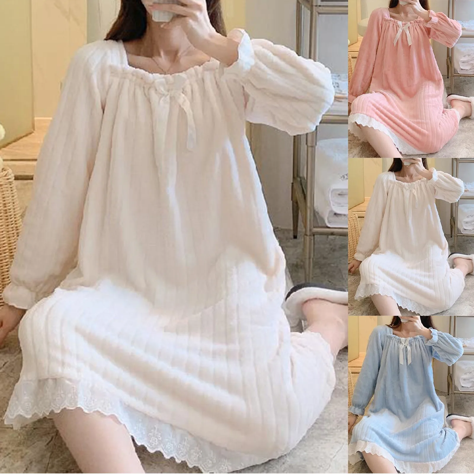 Womens Solid Coloured Flannel Thickened Padded Warm Of The Nightgown Over The Head Type Of Homewear Soft Pants
Womens Solid Coloured Flannel Thickened Padded Warm Of The Nightgown Over The Head Type Of Homewear Soft Pants