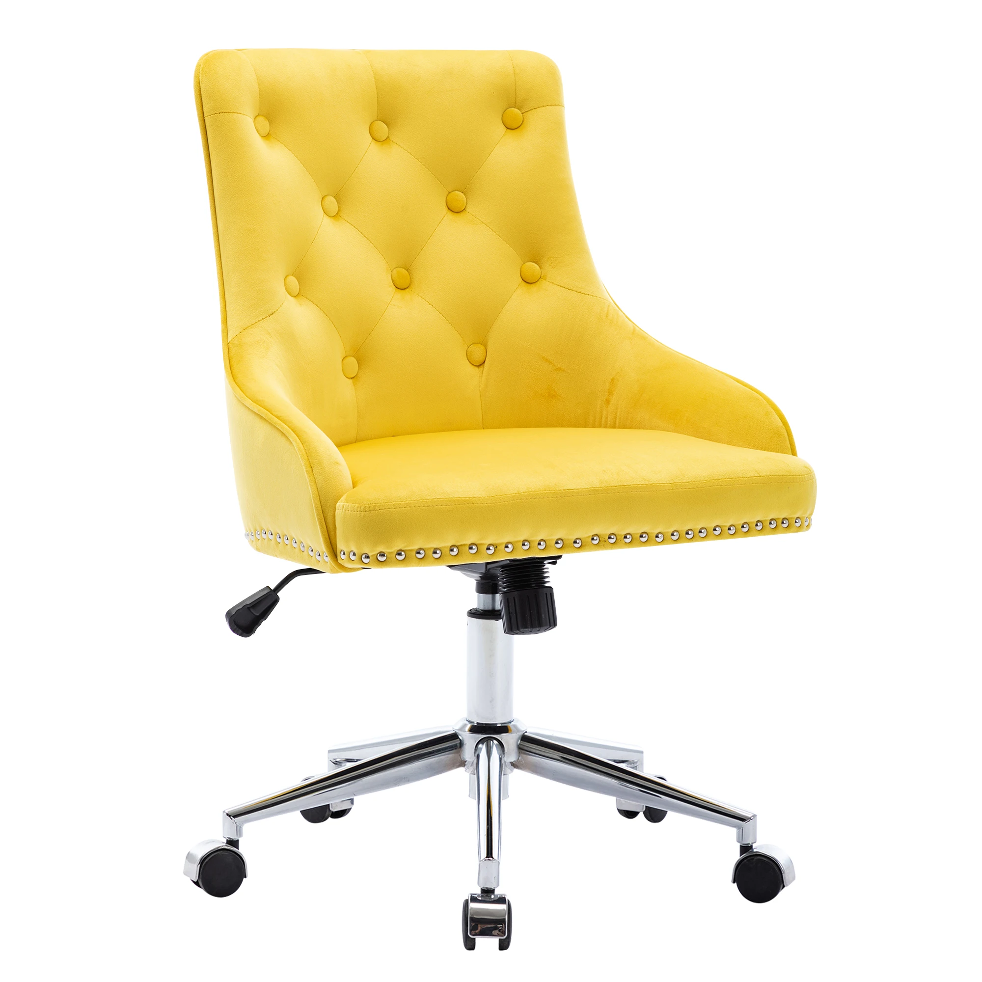

Office Desk Chair with Mid-Back Modern Tufted Velvet Computer Chair Swivel Height Adjustable Accent Chair with Wheels
