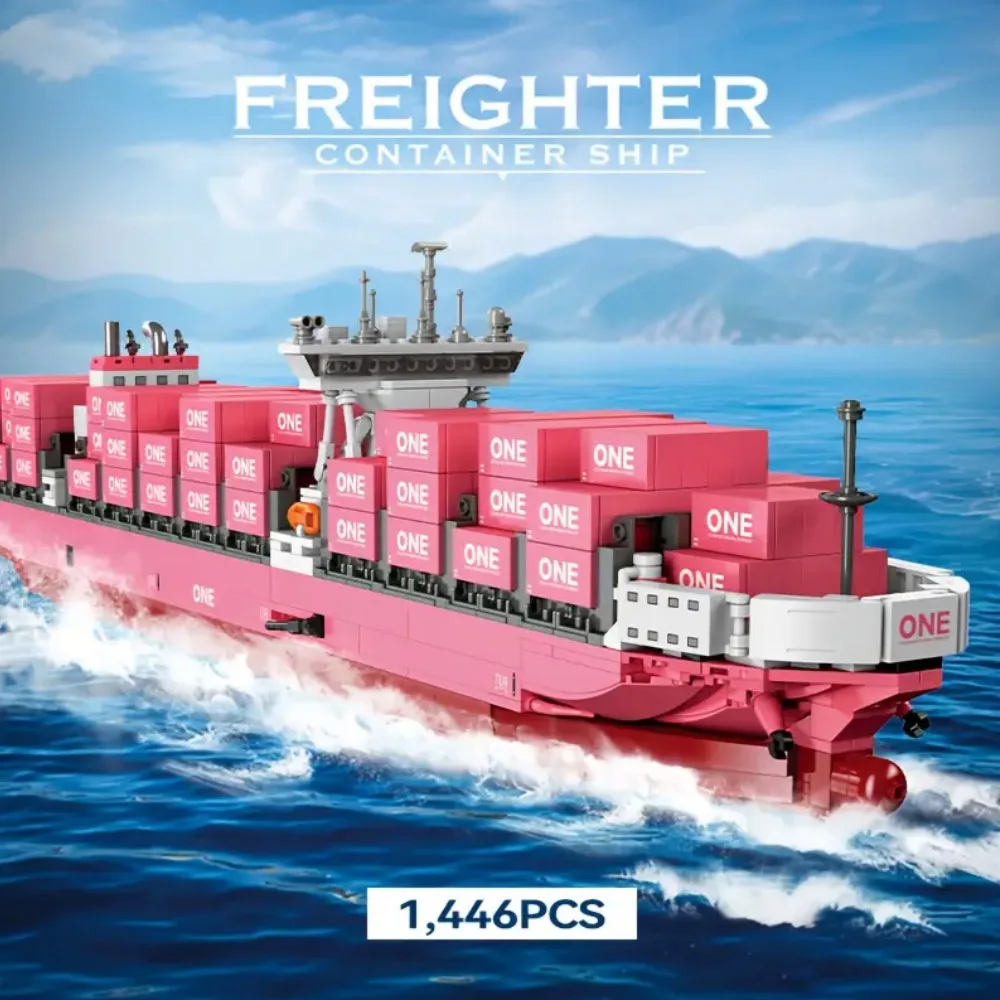 Creative City Pink Cargo Freighter Container Ship MOC Building blocks Toys Gifts collection Large Cargo Ship Set 1446pcs Creative City Pink Cargo Freighter Container Ship MOC Building blocks Toys Gifts collection Large Cargo Ship Set 1446pcs
