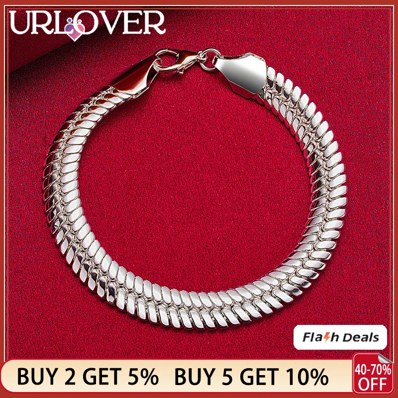 URLOVER 925 Sterling Silver 10mm Snake Chain Bracelets For Woman Man Party Engagement Wedding Fashion Jewelry Birthday Gifts
URLOVER 925 Sterling Silver 10mm Snake Chain Bracelets For Woman Man Party Engagement Wedding Fashion Jewelry Birthday Gifts