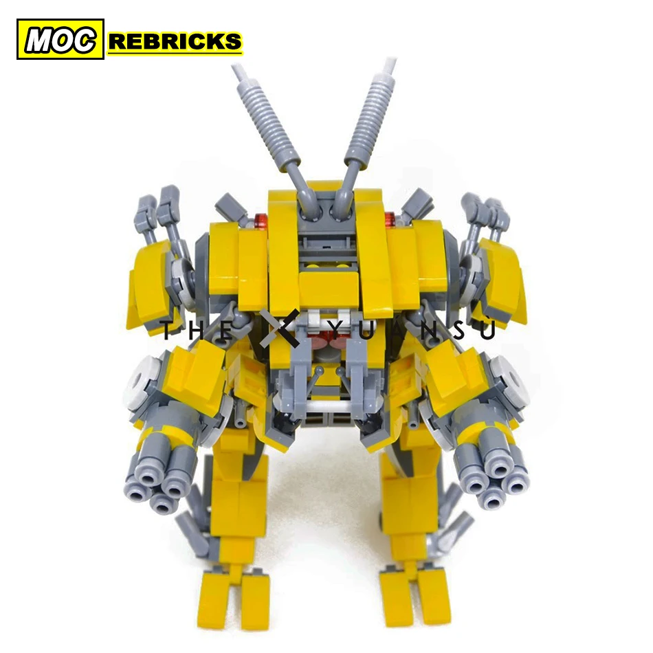 

MOC Mecha Game Robot Yellow DIY Model Assembling Building Block Collection Experts Small Particles Brick Toy Birthday For Gifts