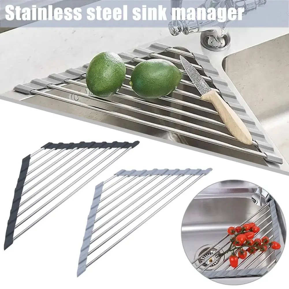 Stainless Steel Roll-Up Dish Drying Rack For Sink Corner Small Foldable Over The Sink Multipurpose Kitchen F8N6
Stainless Steel Roll-Up Dish Drying Rack For Sink Corner Small Foldable Over The Sink Multipurpose Kitchen F8N6