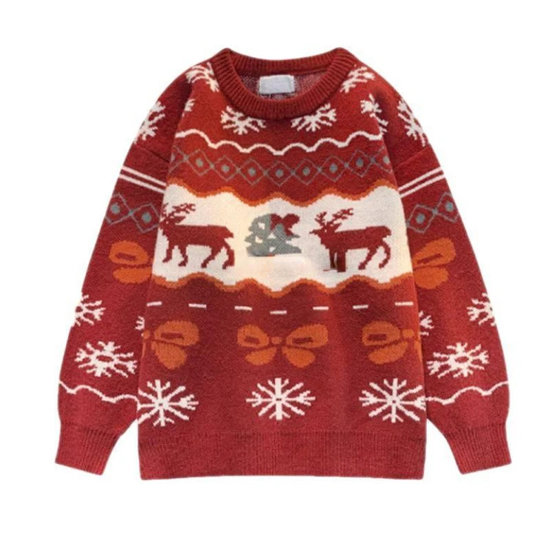 Autumn and Winter Christmas Elk Red Sweater Men Couple Lazy New Year Clothes Oversized Sweater Women Fashion Casual Pullovers
Autumn and Winter Christmas Elk Red Sweater Men Couple Lazy New Year Clothes Oversized Sweater Women Fashion Casual Pullovers