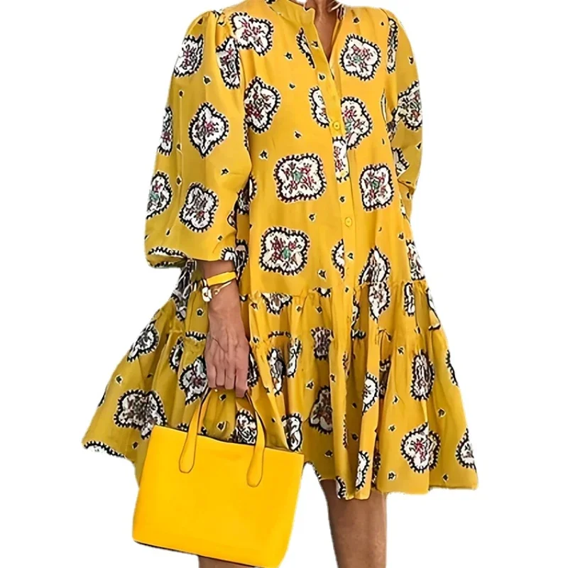 2023 Casual Autumn Women Dress Vintage Print Three-quarter Sleeve Elegant V-Neck A-Line Pullover Party Beach Style Dresses
2023 Casual Autumn Women Dress Vintage Print Three-quarter Sleeve Elegant V-Neck A-Line Pullover Party Beach Style Dresses