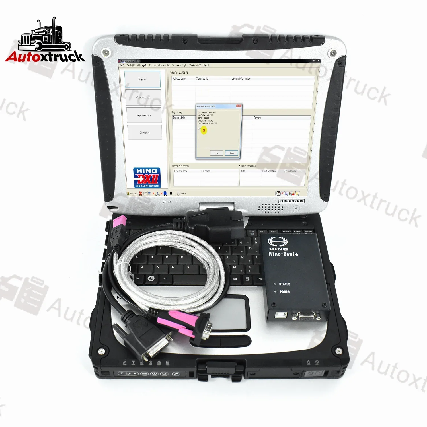 CF19 Laptop OBD2 Cable For Hino Bowie Diagnostic Tool Explorer Hino DX Truck Diagnostic Scanner Tool
CF19 Laptop OBD2 Cable For Hino Bowie Diagnostic Tool Explorer Hino DX Truck Diagnostic Scanner Tool