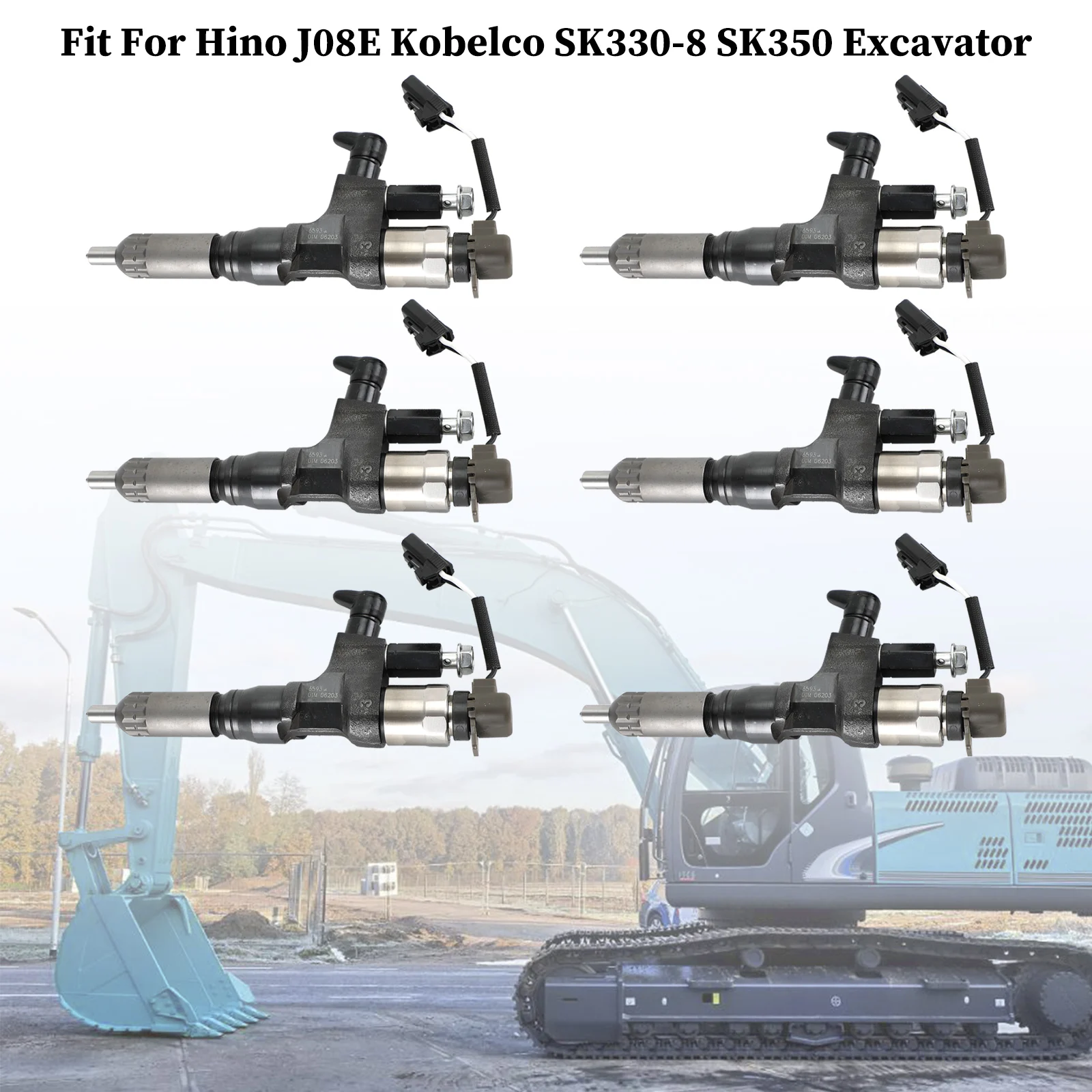 

Artudatech 6PCS Fuel Injectors 095000-6593 Fit For Hino J08E Kobelco 1984-2018 3.8 4.7 Diesel Car Accessories