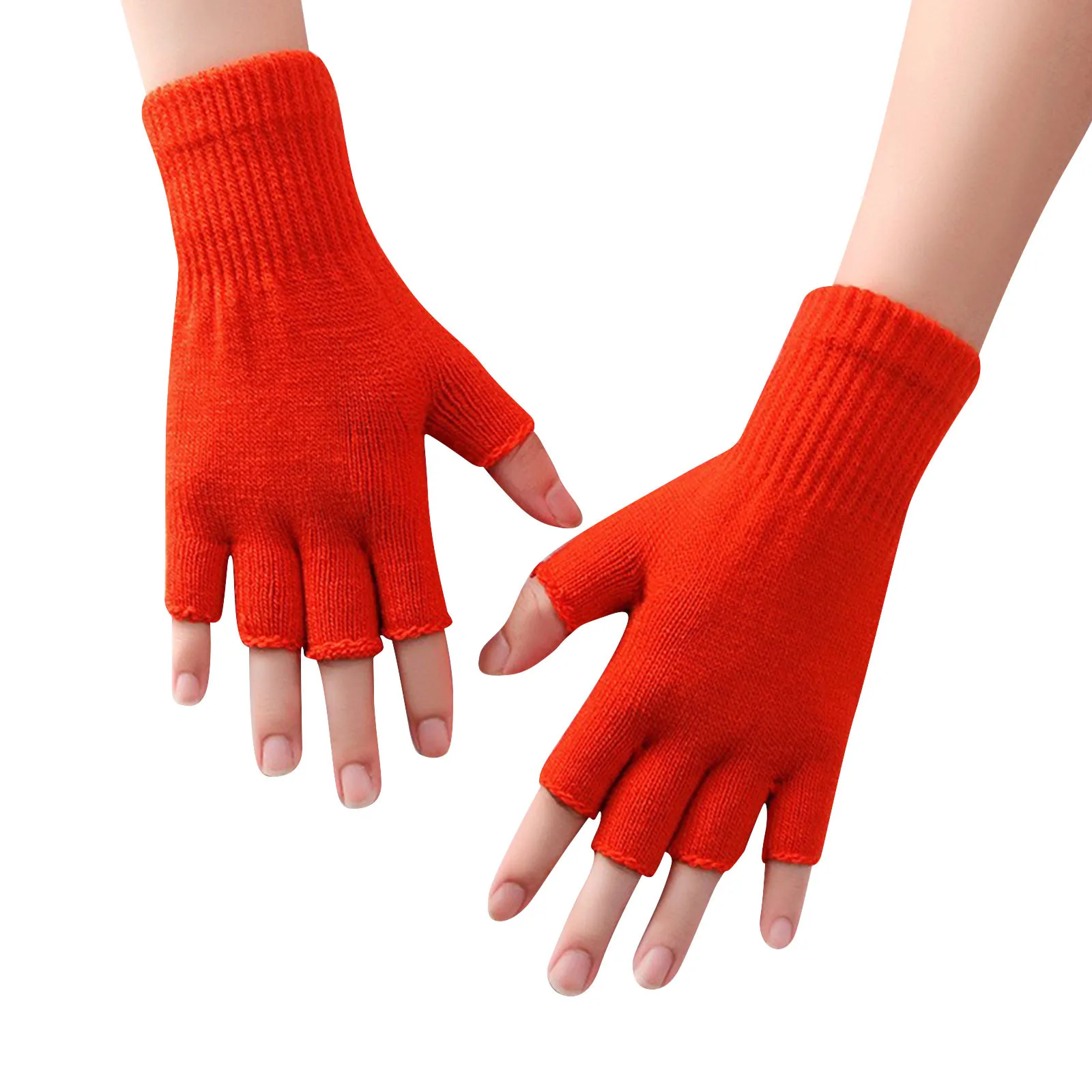 

1 Pair Half Finger Gloves Warm Stretchable Acrylic Fiber Comfortable Soft Fingerless Gloves For Women Guantes Invierno Hombre