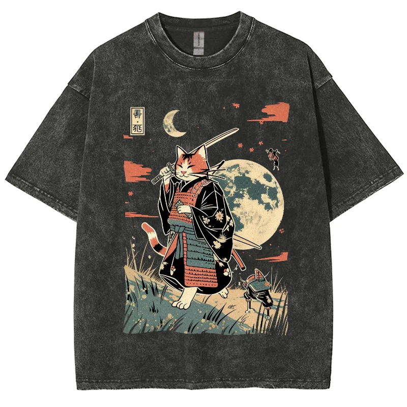 Janpanese Ukiyoe Y2K Anime Washed T-shirt, Fantasy Cartoon Cat, Oversized Streetwear Vintage Washed Short T-shirt For Women Men
Janpanese Ukiyoe Y2K Anime Washed T-shirt, Fantasy Cartoon Cat, Oversized Streetwear Vintage Washed Short T-shirt For Women Men