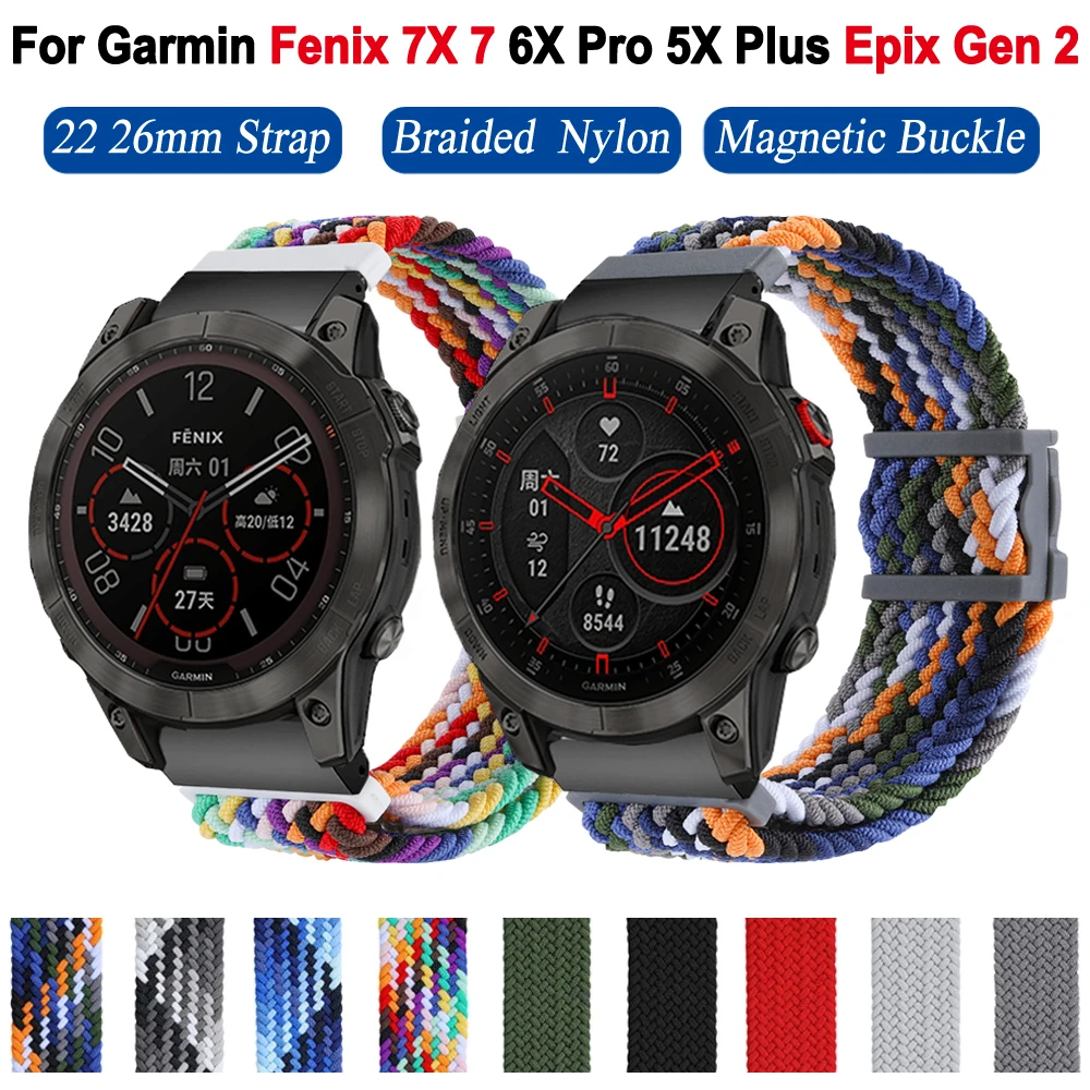 22/26mm Braided Nylon Watchband Strap For Garmin Fenix 7 7X 5 5X Plus 6 6X Pro MK1 MK2/MK2i Epix Gen 2 Smartwatch Bracelet Band
22/26mm Braided Nylon Watchband Strap For Garmin Fenix 7 7X 5 5X Plus 6 6X Pro MK1 MK2/MK2i Epix Gen 2 Smartwatch Bracelet Band