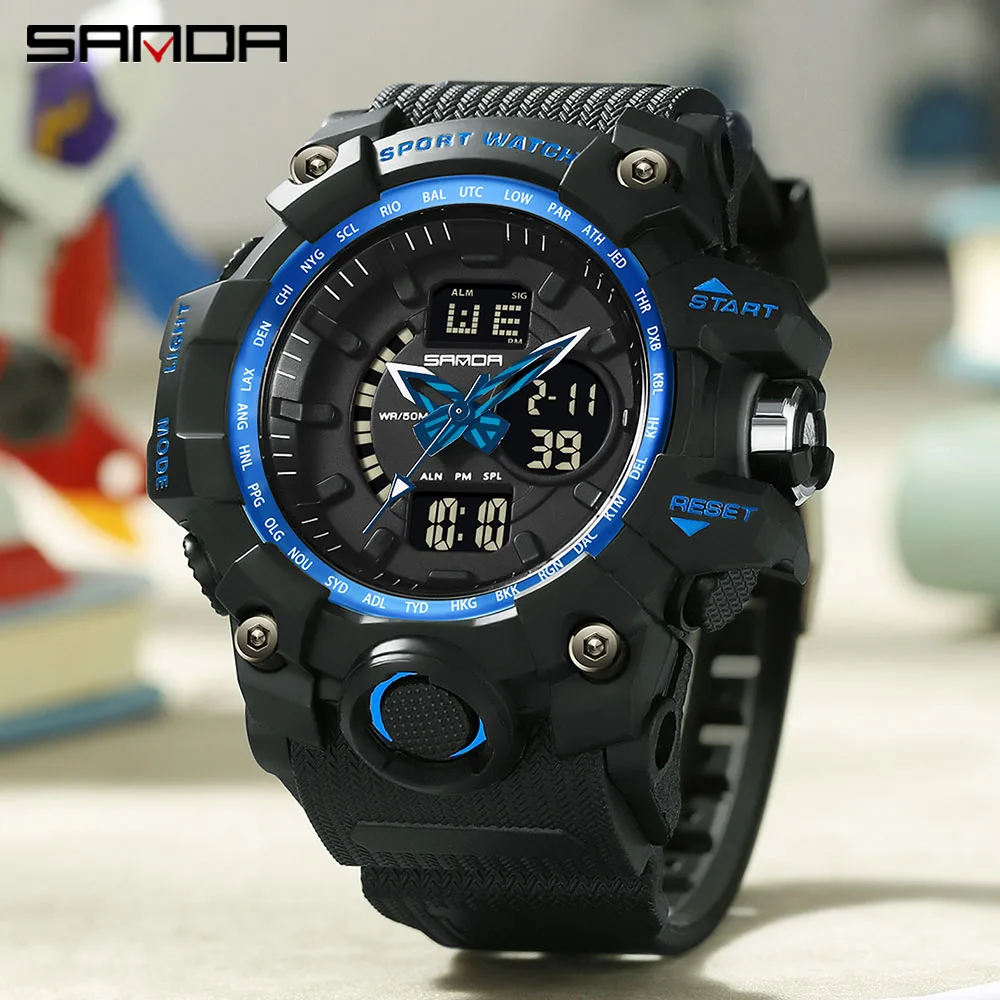 

Sanda 3132 New Electronic Watch Youth Student Fashion Trend Dazzling Waterproof Multi functional Watch