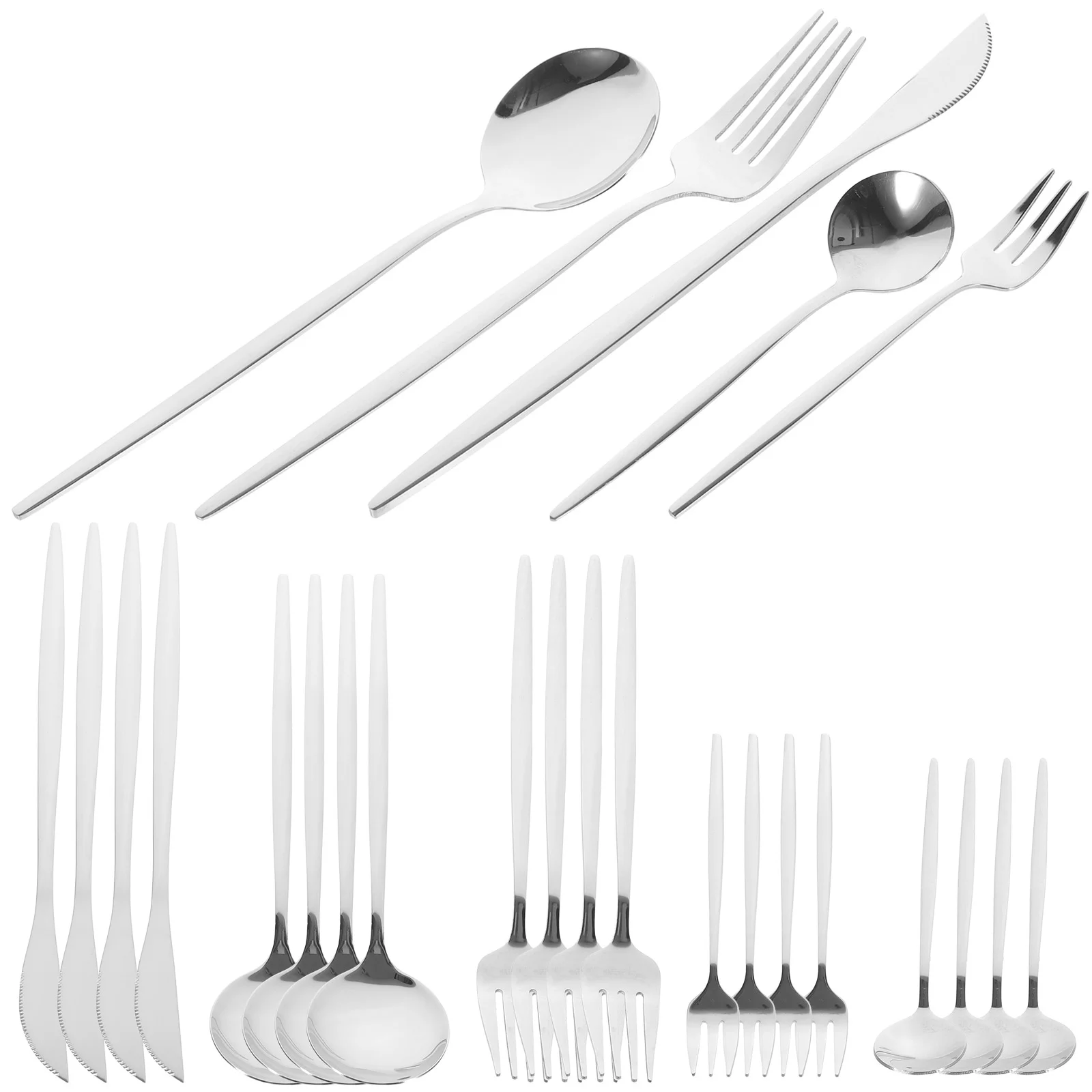 

30 Pcs Silverware Sets Utensil Sets Cutlery Set Stainless Steel Flatware Spoon Fork Knives