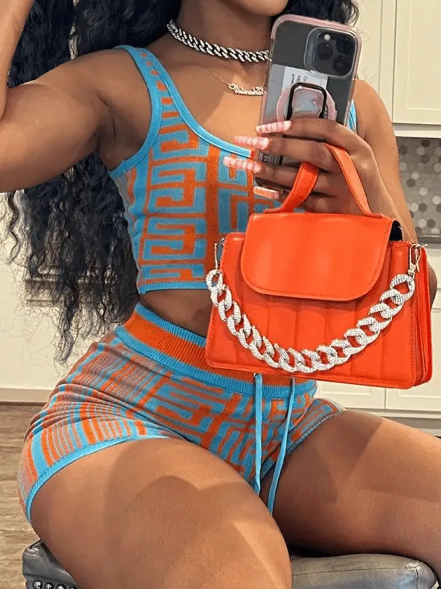 LW Color Block Two Pieces Shorts Suits 2pcs Geometric Print U Neck Sleevelss Tank Top&Drawstring Matching Shorts
LW Color Block Two Pieces Shorts Suits 2pcs Geometric Print U Neck Sleevelss Tank Top&Drawstring Matching Shorts