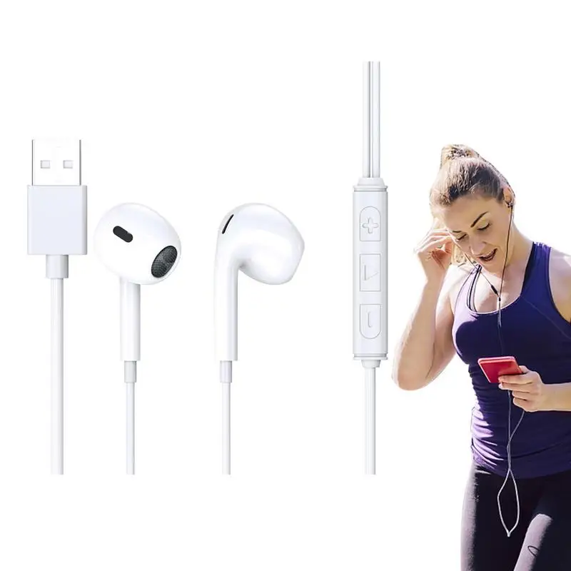 

USB Earbuds With Microphone For Pc Waterproof USB Wired Earbuds For Pc High-Resolution Earbud Headphone With 11mm Noise