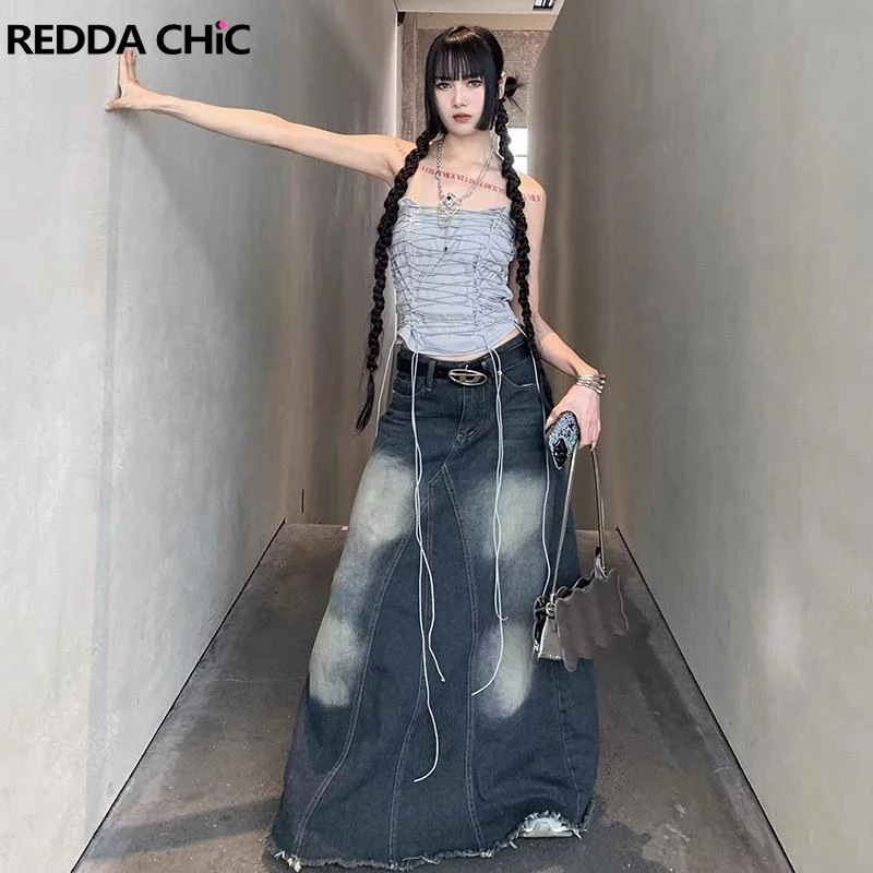 ReddaChic Brushed Denim Maxi Long Skirt for Women Blue Distressed High Waist A-line Floor Skirt Bottoms Punk Y2k Vintage Clothes
ReddaChic Brushed Denim Maxi Long Skirt for Women Blue Distressed High Waist A-line Floor Skirt Bottoms Punk Y2k Vintage Clothes