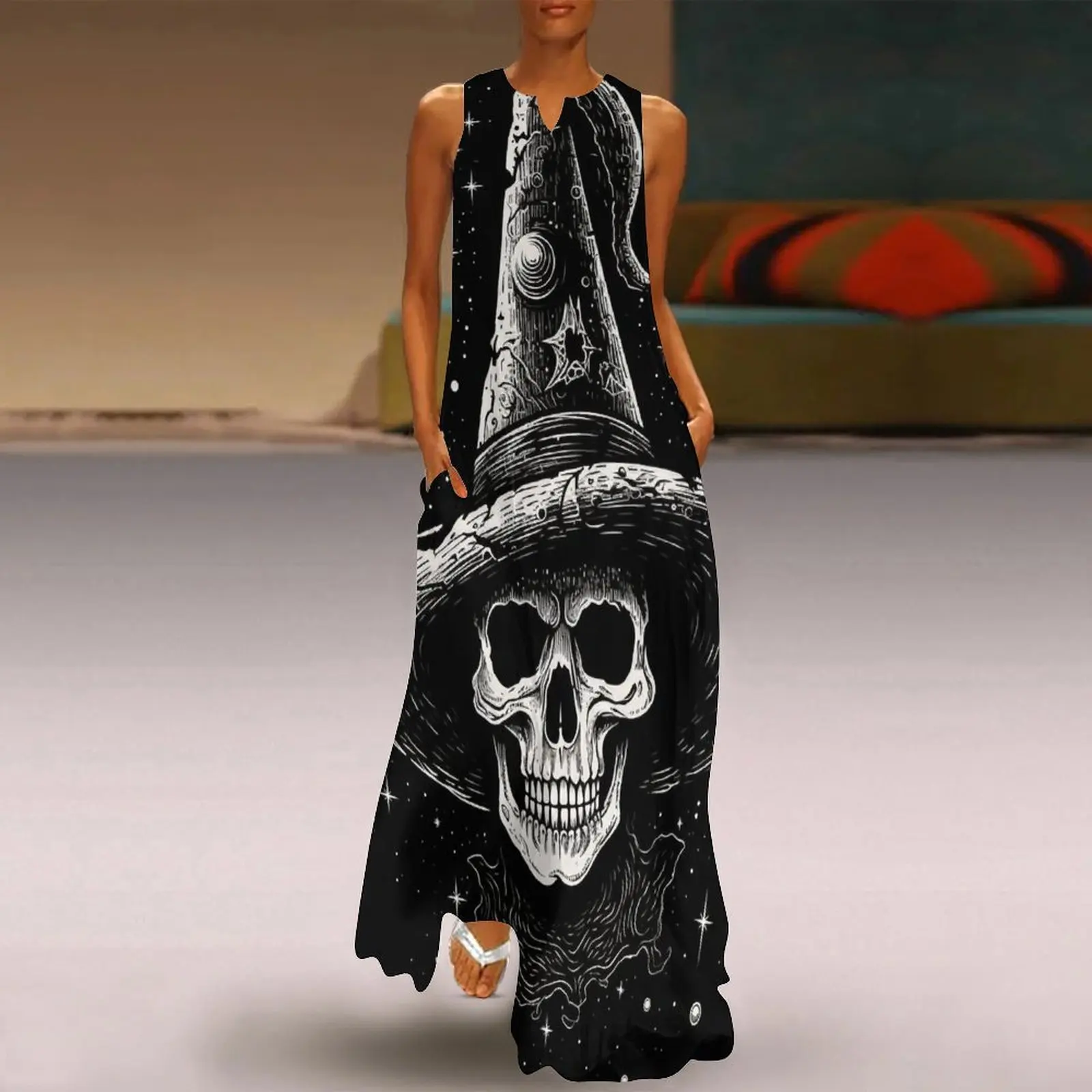 Fashion Women's Long Dress Summer Halloween SkullPrint Birthday Dresses For WomanVintageSummer Dress
Fashion Women's Long Dress Summer Halloween SkullPrint Birthday Dresses For WomanVintageSummer Dress