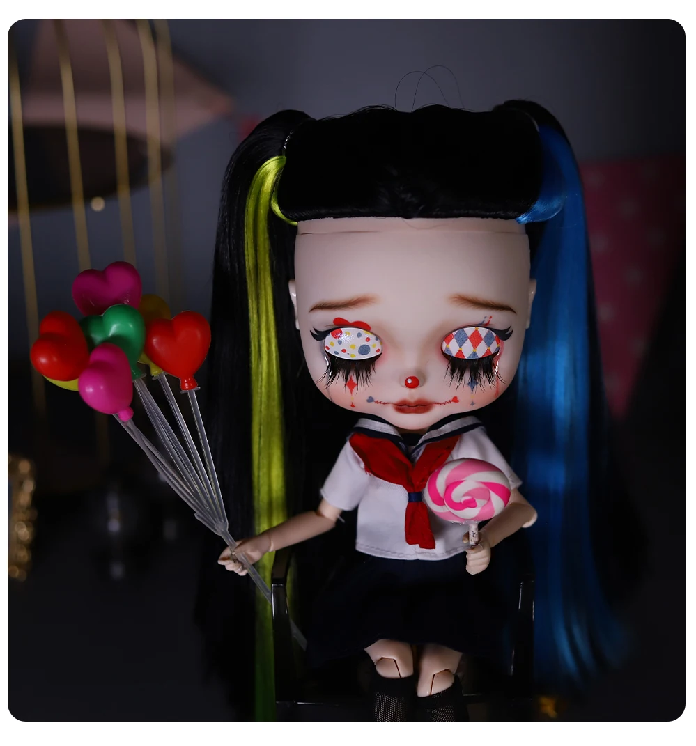 Harley – Premium Custom Neo Blythe Doll with Multi-Color Hair, White Skin & Matte Cute Face 7 Harley – Premium Custom Neo Blythe Doll with Multi-Color Hair, White Skin & Matte Cute Face 23