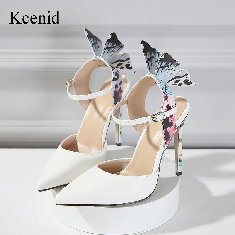 

Kcenid Summer Shoes Woman Pointed Toe Street Style Fashion Butterfly-knot Ankle Strap Pumps Women Sandals High Heels Prom Shoes