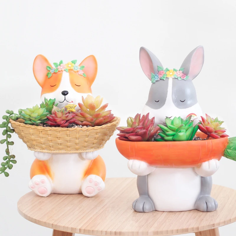 Corgi, Rabbit, Chicken, Pig Cartoon Animal Resin Meat Potted Plant, Living Room Craft Storage Decoration
Corgi, Rabbit, Chicken, Pig Cartoon Animal Resin Meat Potted Plant, Living Room Craft Storage Decoration