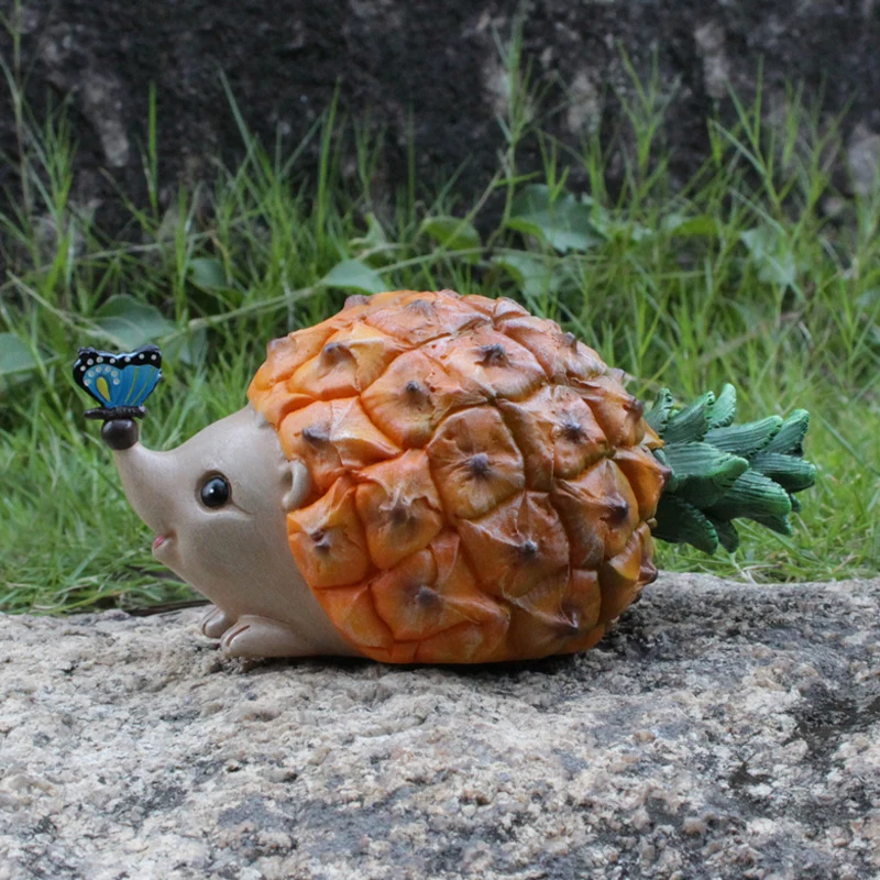 

Simulation Fruit Pineapple Creative Hedgehog Resin Ornaments Crafts Home Garden Bedroom Decorations