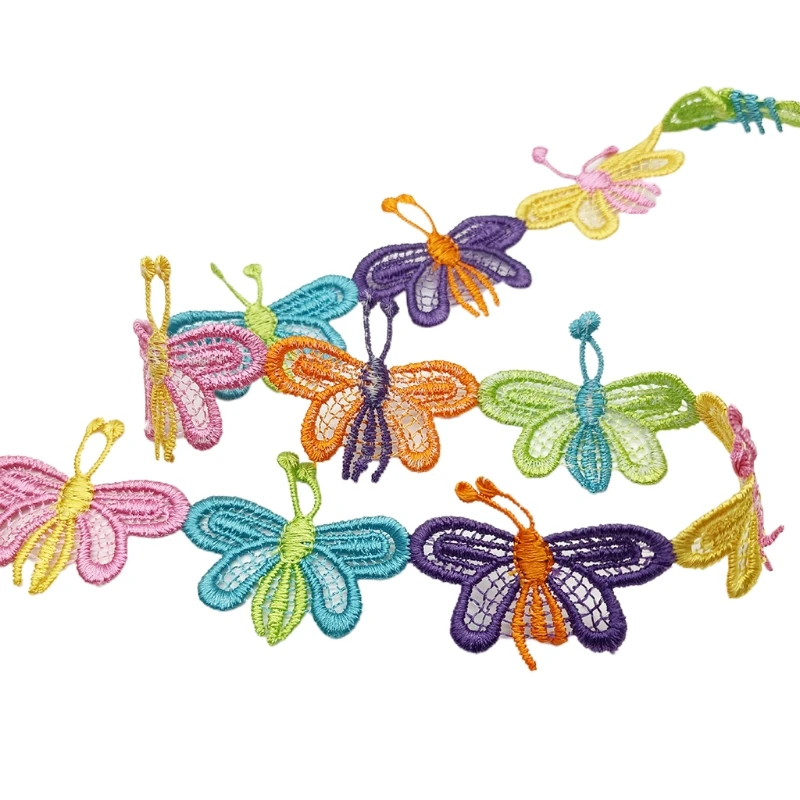 

15 ярдов красочная лента для украшения бабочки с кружевной вышивкой и отделкой DIY Appl