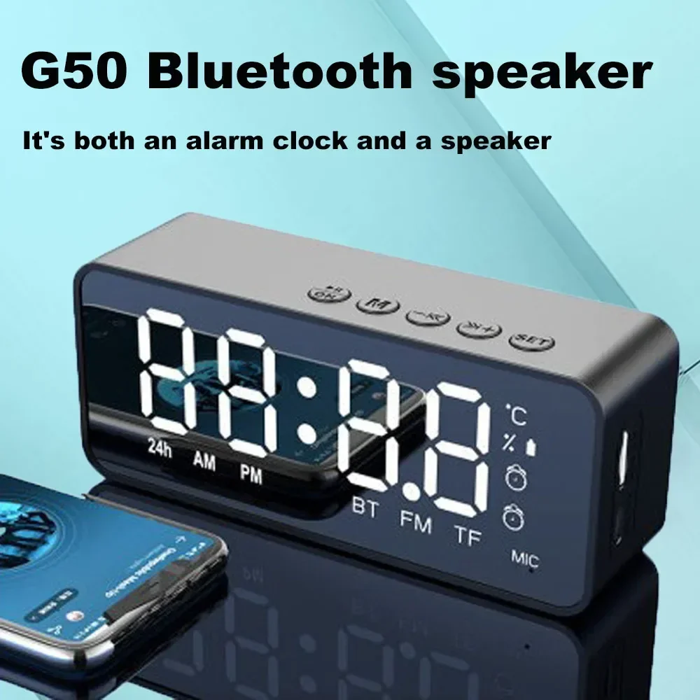G50 Mini Card Mirror Alarm Speaker with FM Prompt mini speaker Clock Audio Stall Receiving K Voice Wireless Bluetooth
G50 Mini Card Mirror Alarm Speaker with FM Prompt mini speaker Clock Audio Stall Receiving K Voice Wireless Bluetooth