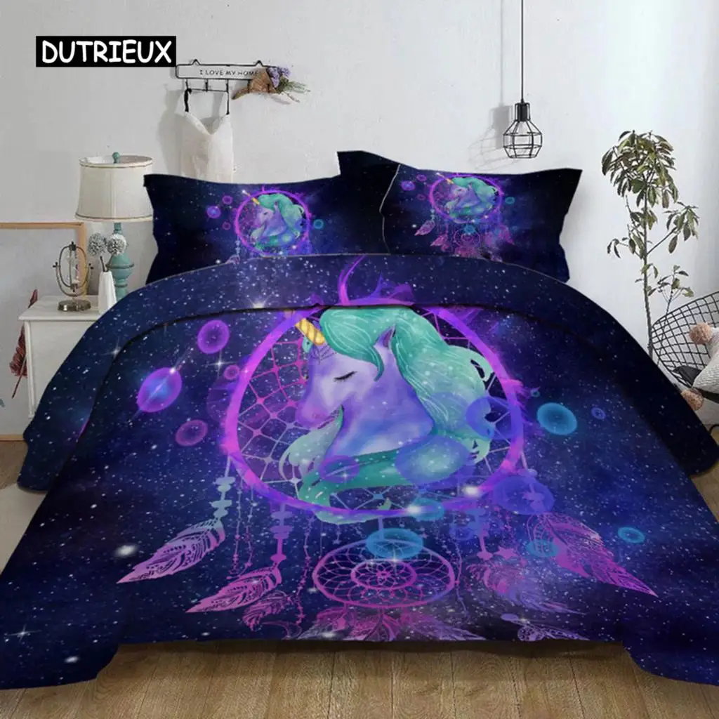 

Dreamcatcher Duvet cover Set Galaxy Quilt Cover Bohemian Mandala Bedclothes 3-Piece Color Nebula Soft Bedding Home Textiles