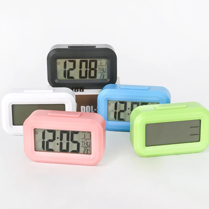 

LED Digital Alarm Clock Backlight Snooze Mute Calendar Desktop Electronic Date Temperature Display with Night Lighting Clocks