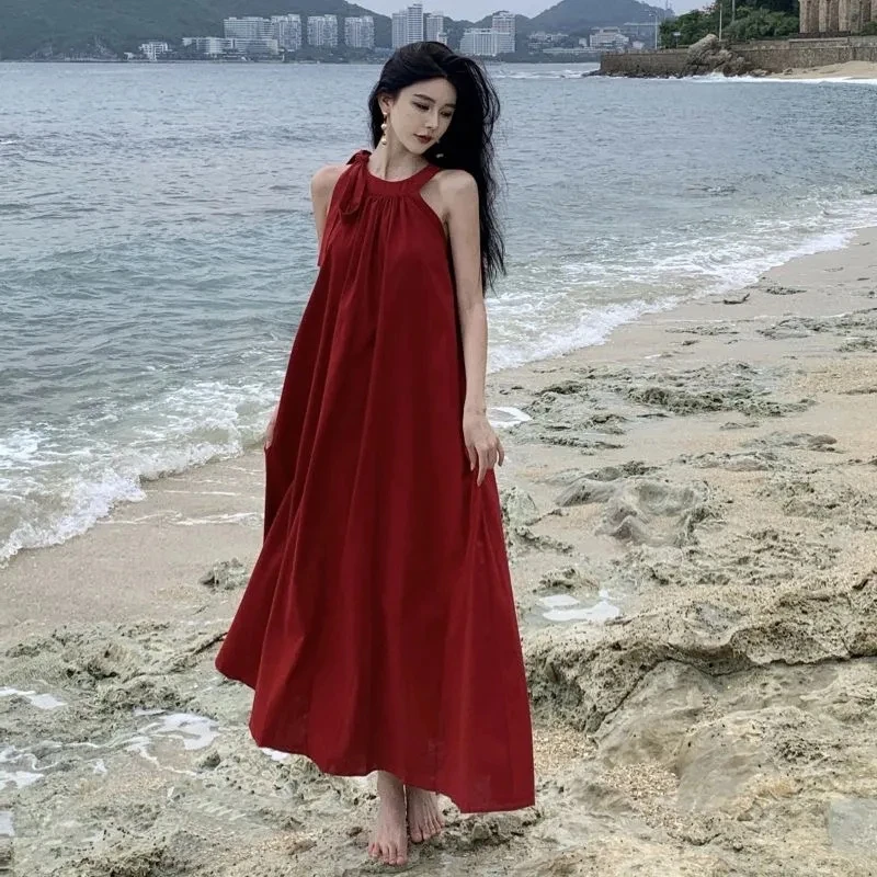 Korea Seaside Holiday Style Dress Women's Clothing Summer New Sleeveless Neck Dinner Dresses Lady Casual Shoulder Loose Vestido
Korea Seaside Holiday Style Dress Women's Clothing Summer New Sleeveless Neck Dinner Dresses Lady Casual Shoulder Loose Vestido