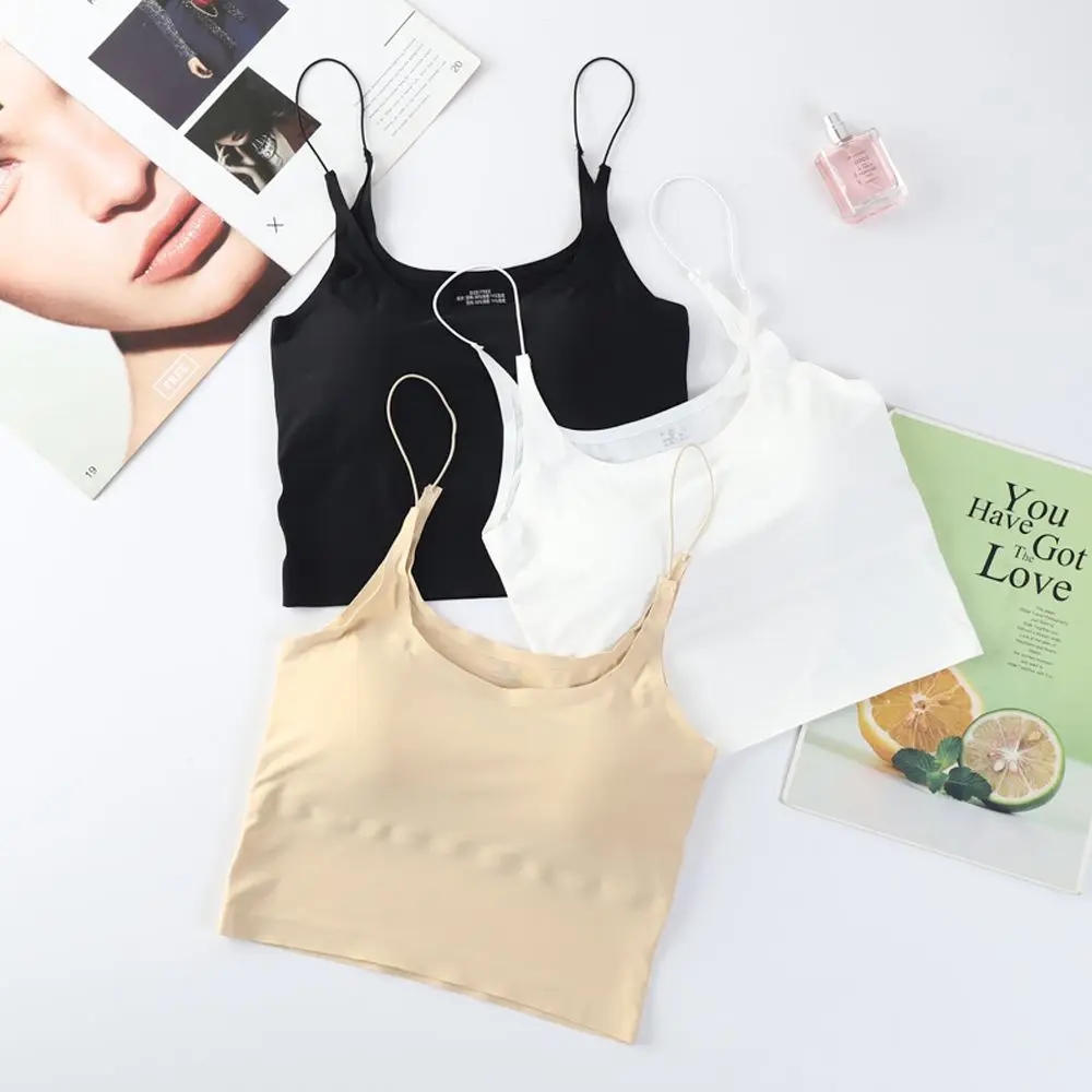 Chest Pad Chest Wrap Solid Color Ice Silk Fashion Design Sexy Tanks Women Camisoles Bralette Crop Top Seamless Bras
Chest Pad Chest Wrap Solid Color Ice Silk Fashion Design Sexy Tanks Women Camisoles Bralette Crop Top Seamless Bras