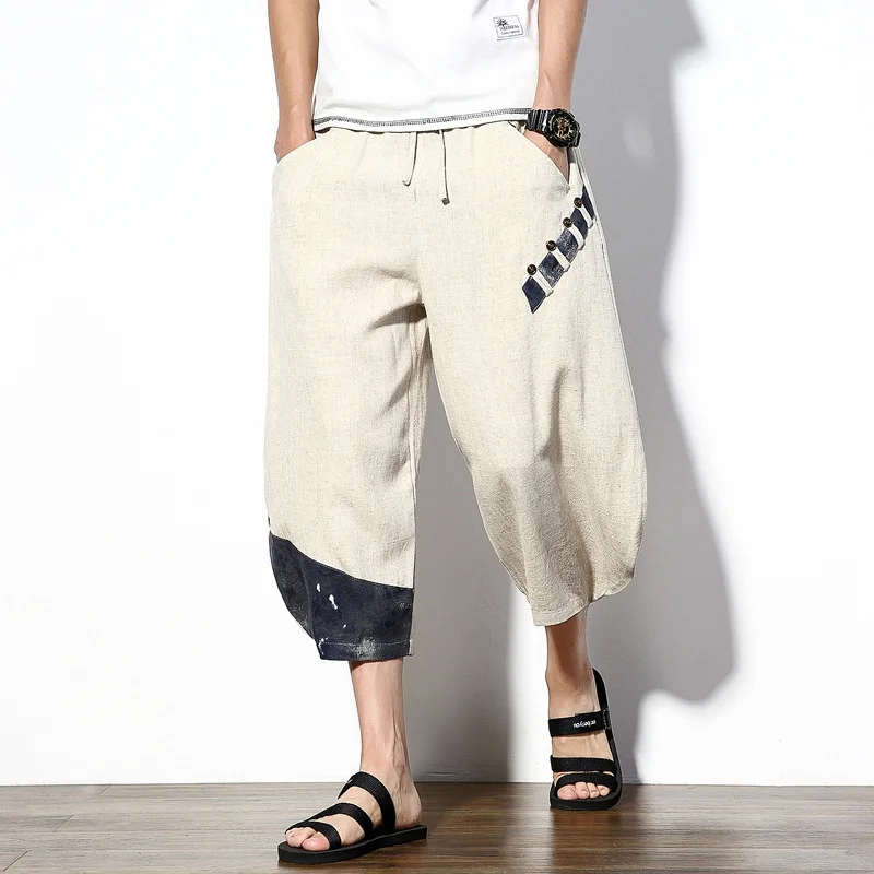 2022 New Chinese Style Men's Cropped Pants Shorts Summer Loose Casual Mens Cotton Linen Summer Short Beach Pants Harem Pants
2022 New Chinese Style Men's Cropped Pants Shorts Summer Loose Casual Mens Cotton Linen Summer Short Beach Pants Harem Pants