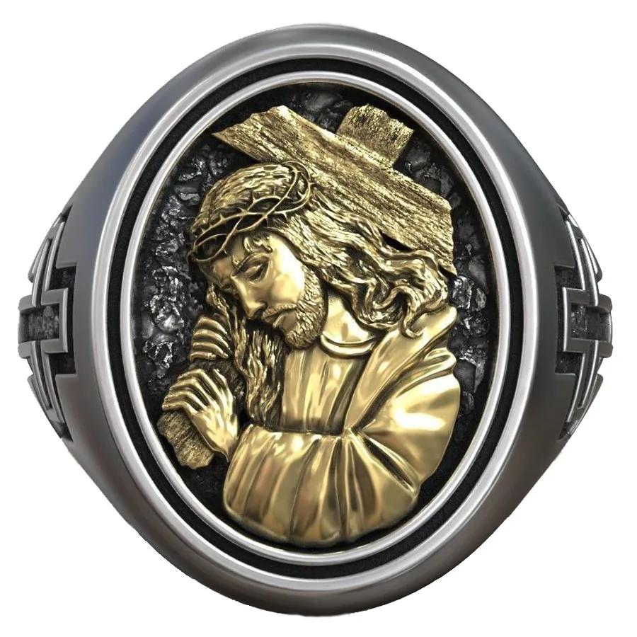 Jesus Christ Cross Crown Of Thorns Signet Religious Art Relief Ring 925 Solid Sterling Silver Ring
Jesus Christ Cross Crown Of Thorns Signet Religious Art Relief Ring 925 Solid Sterling Silver Ring