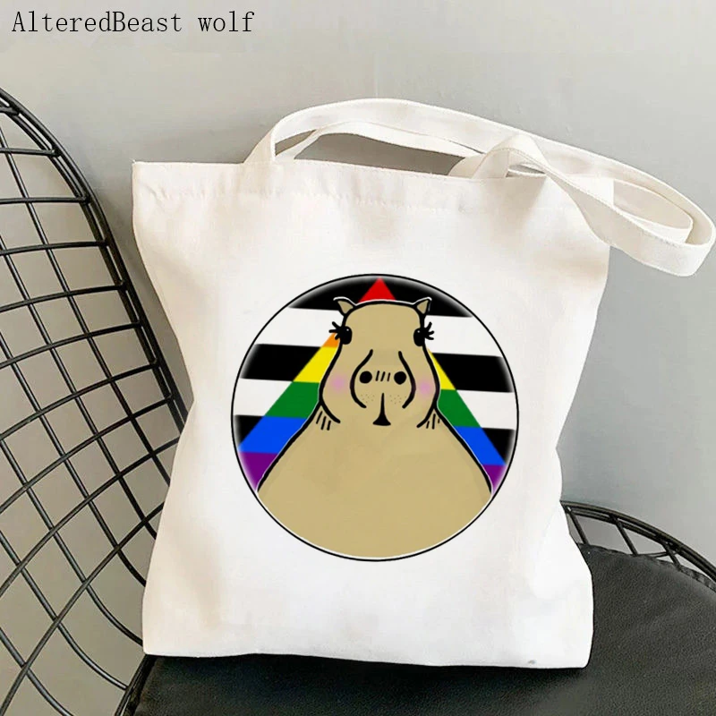 

Women Shopper bag Cute Capybara In Straight Ally Pride LGBT Bag Harajuku Canvas Shopper Bag girl handbag Tote Shoulder Lady Bag