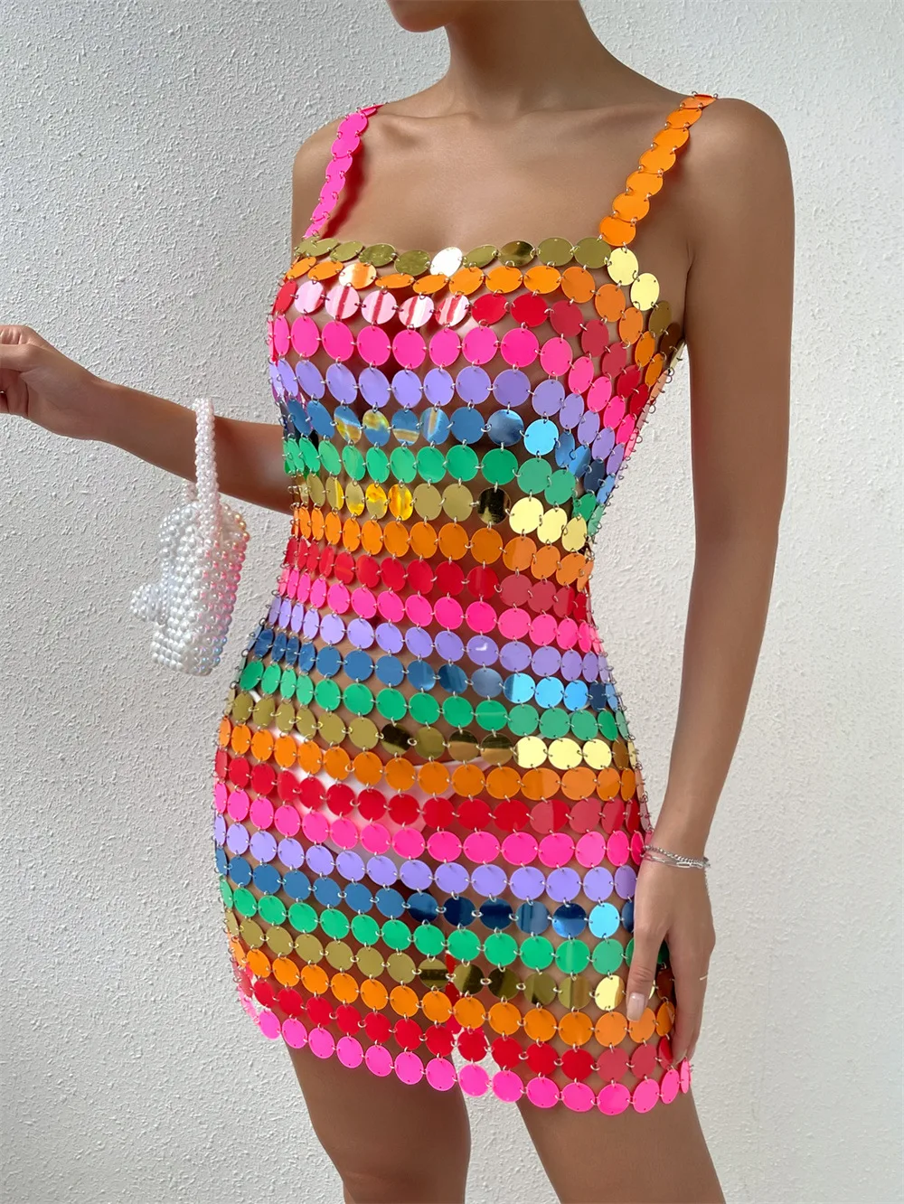 Sexy Colorful Glitter Squamous Sequins Dress for Women Fashion Punk Backless Rhodoid Disk Dress Nightclub Party Summer Dress
Sexy Colorful Glitter Squamous Sequins Dress for Women Fashion Punk Backless Rhodoid Disk Dress Nightclub Party Summer Dress