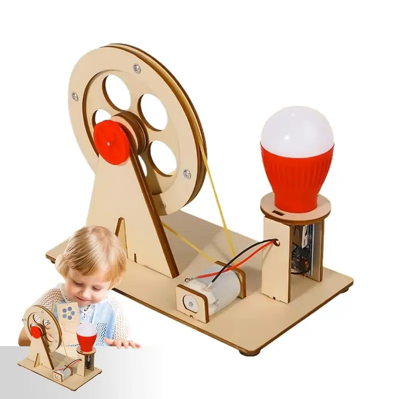 

Hand Crank Electricity Generator Science Projects Light Bulb Science Experiments Kits For Kids Wooden Hand Generator Electricity