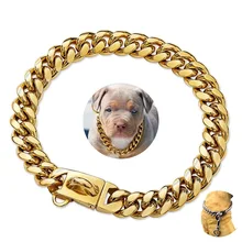 Personalized Dog Collar 14mm New Luxury Pet Harness Encrypted Stainless Steel Electroplating Cuban Lock Gold Silver Dog Chain
Personalized Dog Collar 14mm New Luxury Pet Harness Encrypted Stainless Steel Electroplating Cuban Lock Gold Silver Dog Chain