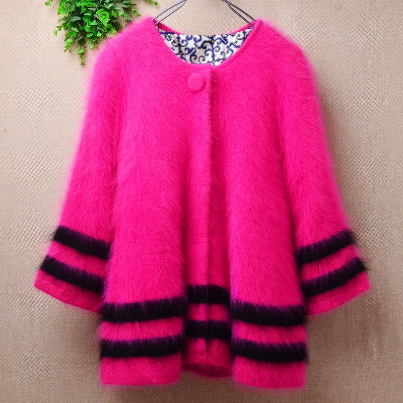Female Women Fall Winter Pull Rose Thick Hairy Mink Cashmere Knitted Three Quarter Sleeves Slim Cardigan Jacket Coat Sweater Top 
Female Women Fall Winter Pull Rose Thick Hairy Mink Cashmere Knitted Three Quarter Sleeves Slim Cardigan Jacket Coat Sweater Top