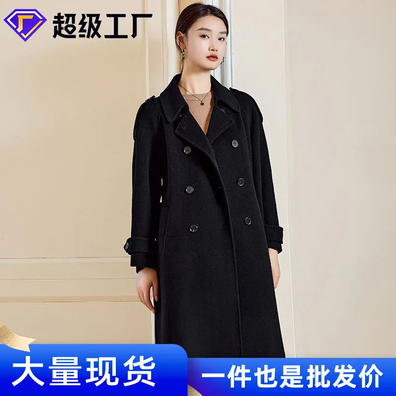 Кашемировый двусторонний шерстяной свитер, Женская длинная двухбортная ветровка, шерстяная куртка 
Кашемировый двусторонний шерстяной свитер, Женская длинная двухбортная ветровка, шерстяная куртка