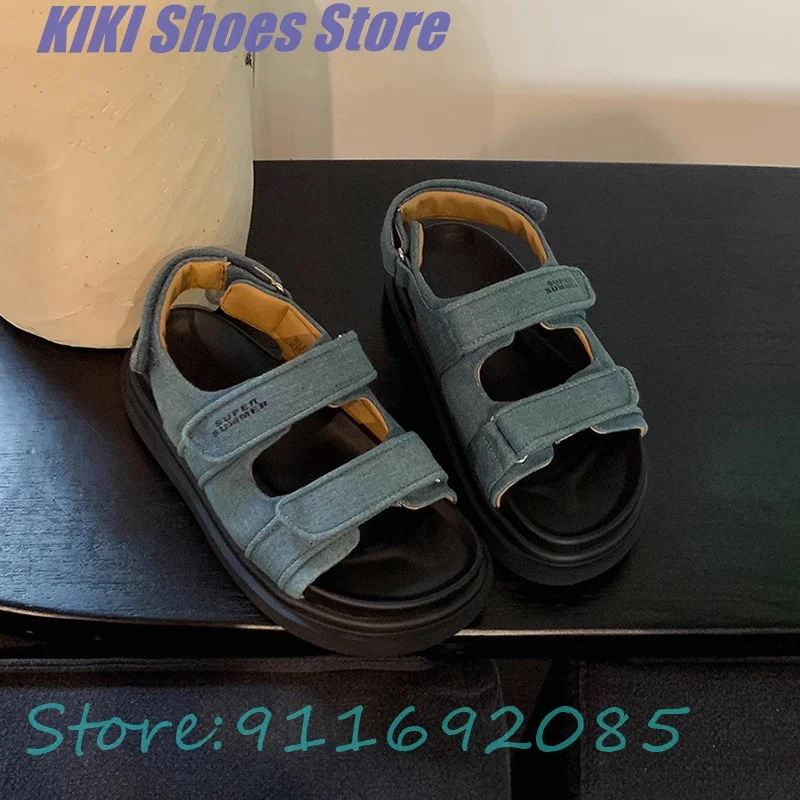 Denim Roman sandals women's summer all-match casual thick-soled flat shoes women's outerwear
Denim Roman sandals women's summer all-match casual thick-soled flat shoes women's outerwear