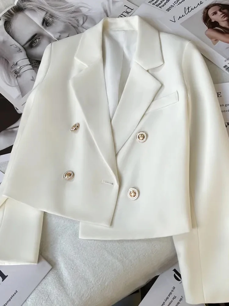 Jmprs Fashion Double Breasted Women Cropped Blazer Korean Long Sleeve Suit Jacket Office Ladies Elegant Female Coat Streetwear
Jmprs Fashion Double Breasted Women Cropped Blazer Korean Long Sleeve Suit Jacket Office Ladies Elegant Female Coat Streetwear