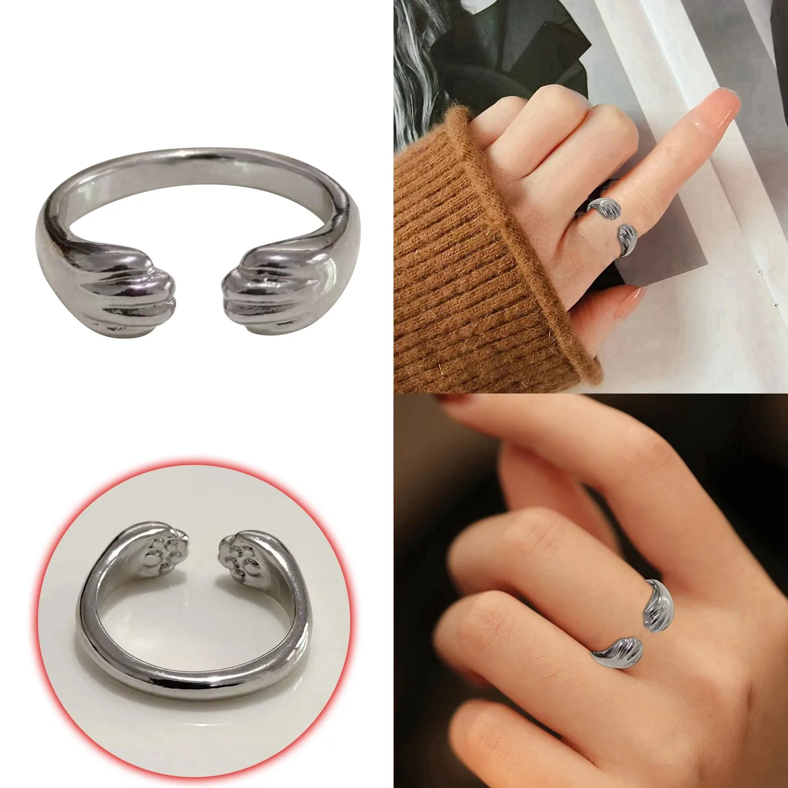 

Cute Little Tiger Claw Alloy Ring Fashion Jewelry Light Luxury Premium Feeling Design Rings Valentine'S Day Gift For Men Women