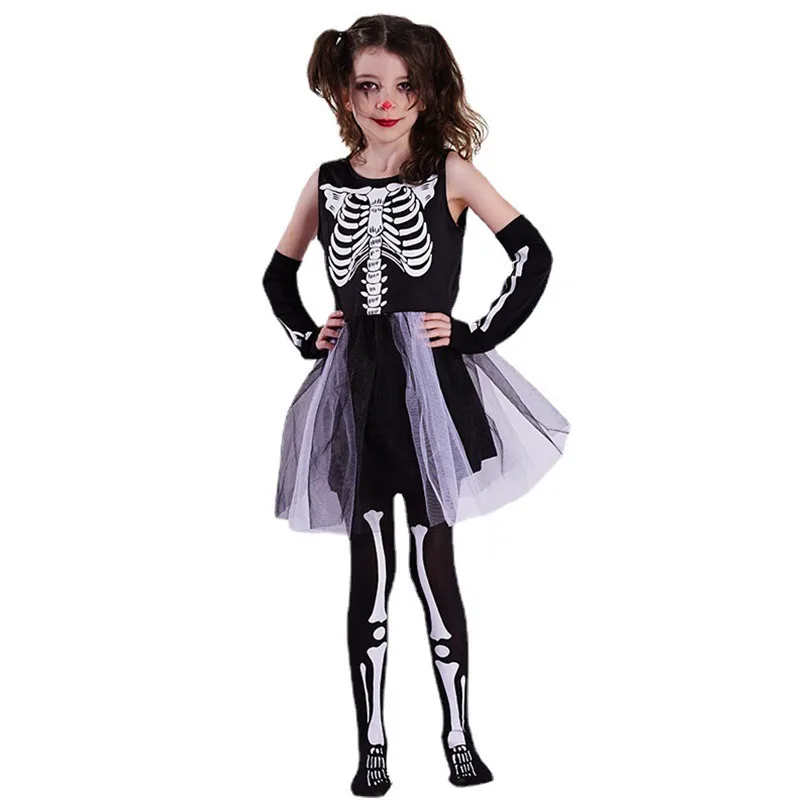 Girls Devil Skeleton Skirts Cosplay Kids Children Halloween Ghost Costumes Purim Carnival Parade Role Play Nightclub Party Dress
Girls Devil Skeleton Skirts Cosplay Kids Children Halloween Ghost Costumes Purim Carnival Parade Role Play Nightclub Party Dress