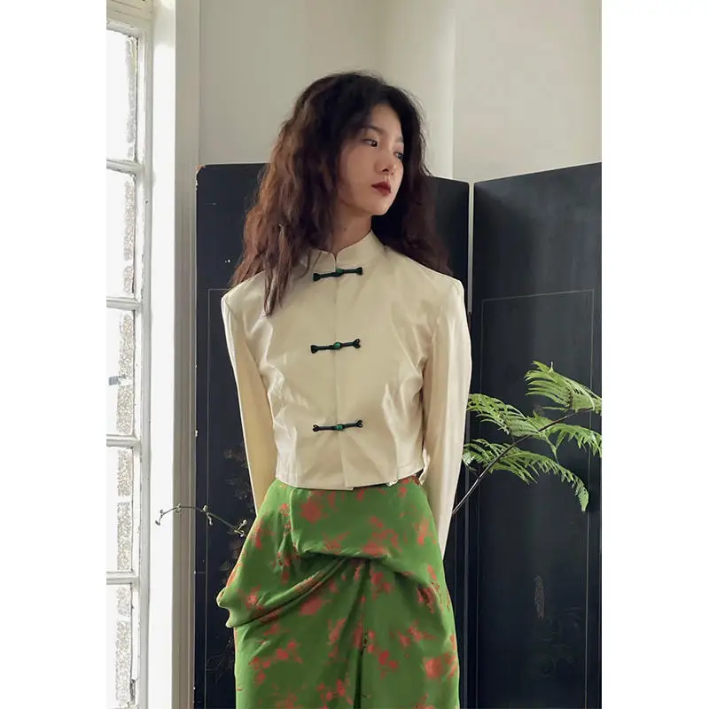 2023 new chinese style improved cheongsam button long shirt and skirt two-piece set elegant daily printed women's wear g696
2023 new chinese style improved cheongsam button long shirt and skirt two-piece set elegant daily printed women's wear g696