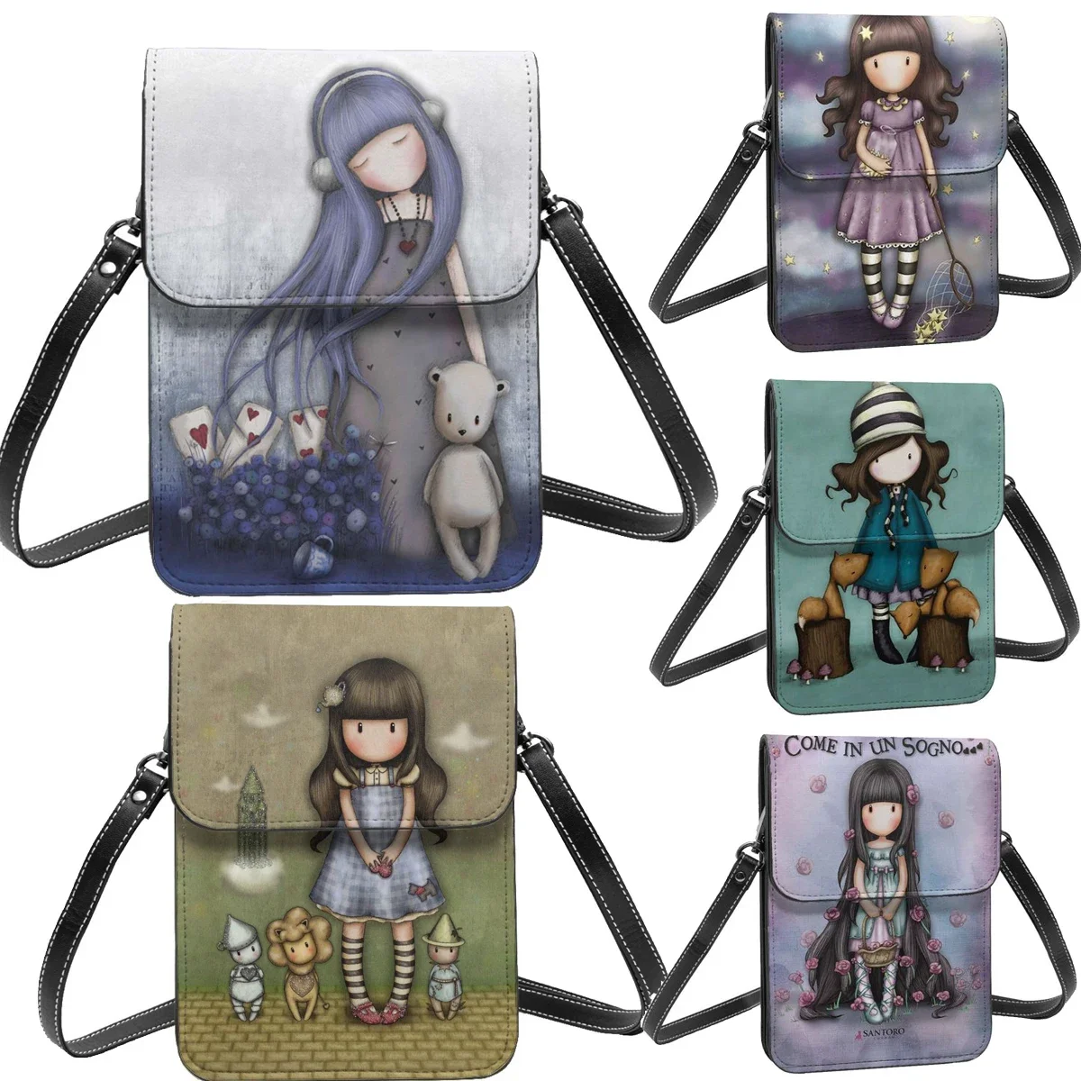 

Кожаный кошелек Gorjuss Merch для сотового телефона, держатель для карт, Модная легкая миниатюрная сумка через плечо для девушек