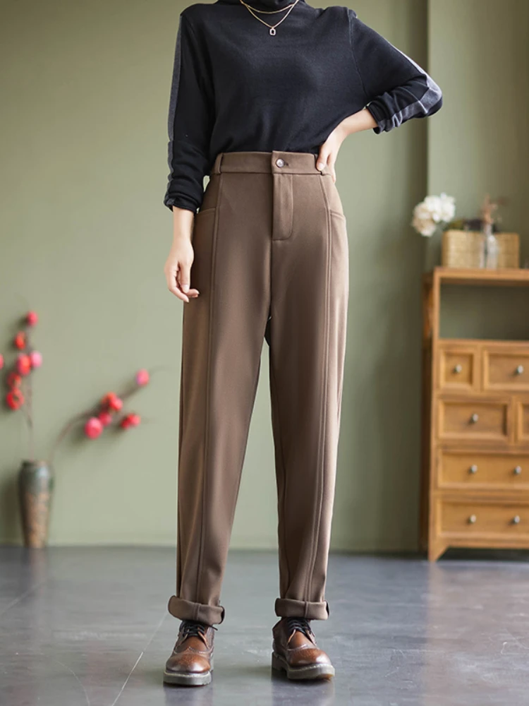 Size S-5XL Women Woolen Pants Winter Autumn Warm High Waist Woman Harem Pants Ankle-Length Pants Women's office Lady Trousers 
Size S-5XL Women Woolen Pants Winter Autumn Warm High Waist Woman Harem Pants Ankle-Length Pants Women's office Lady Trousers