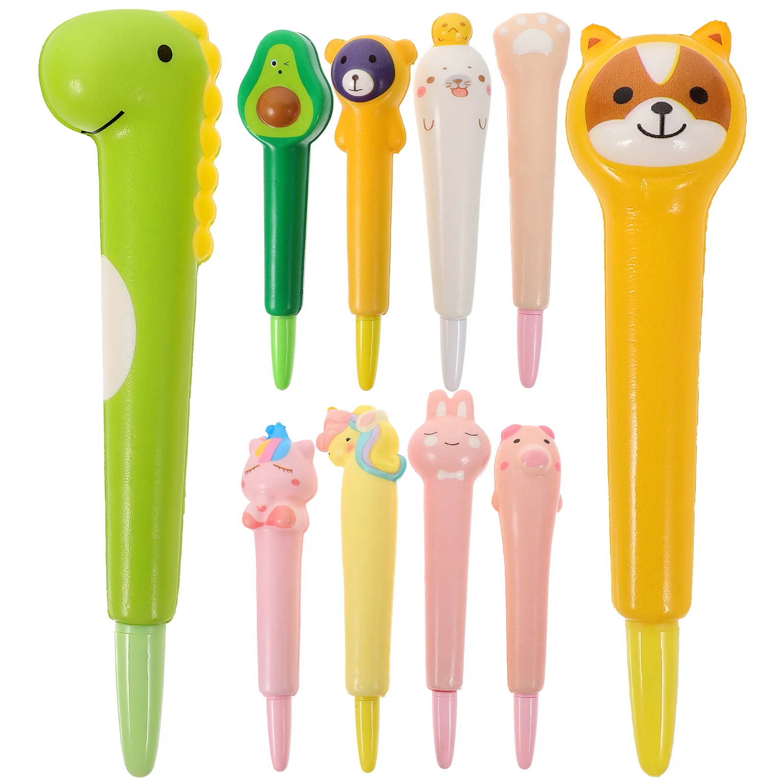 

10 Pcs Cartoon Pens Gel for Preschoolers Writing Ballpoint Party Favors Portable 0.5mm Ink Adorable Fun Unique