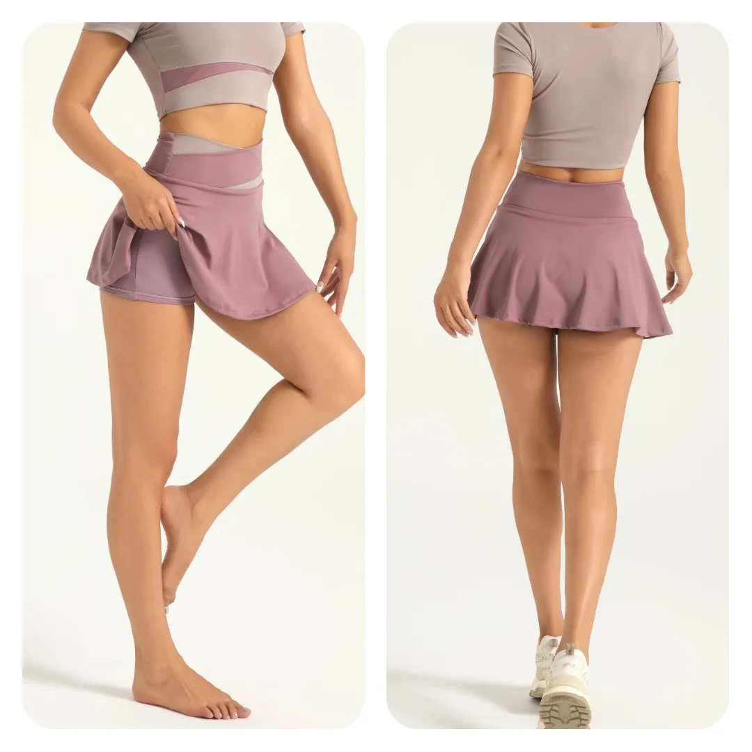 MIML Nude Feel Sports Mini Skirt Anti-Light Splice Fake Two-Piece Running Fitness Short Skirt for Women 2026 New 29 Sb7bae6a00b534b08a85d2b9ca4184947i
