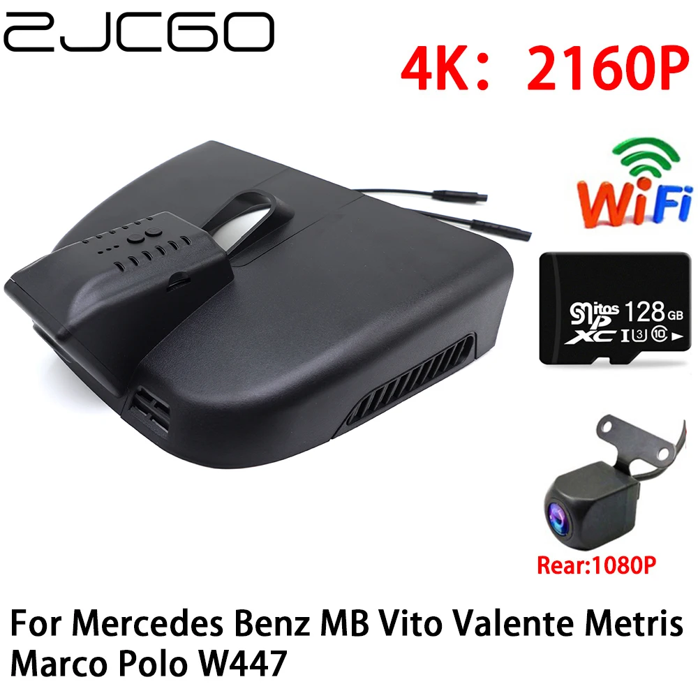 

ZJCGO 2K 4K Car DVR Dash Cam Wifi Front Rear Camera 2 Lens 24h Parking for Mercedes Benz MB Vito Valente Metris Marco Polo W447